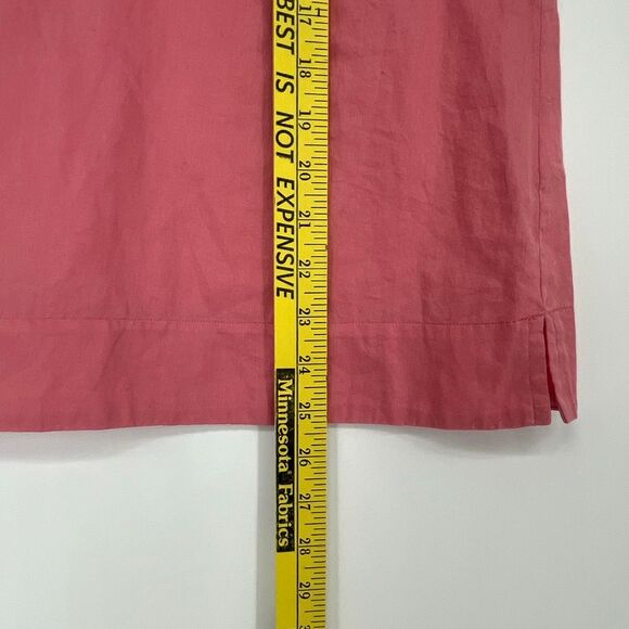 TALBOTS Women’s Top S Pink Keyhole Neck Short Sleeve 100% Cotton Blouse Pleated - Picture 8 of 12